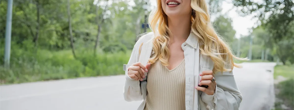 Woman Walking Smiling