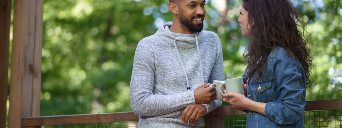Couple Talking Drinking Coffee