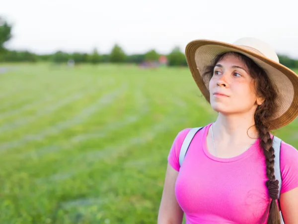 Woman Walking Field