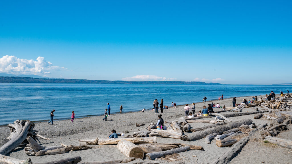 Edmonds beach — people enjoying the Puget Sound waterfront near A Place of HOPE